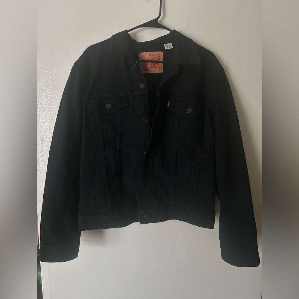 Levi's Black Denim Trucker Jacket M Vintage 90s Reb Tab Jean Jacket Thrash Metal